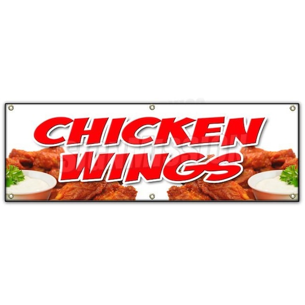 CHICKEN WINGSBANNER SIGN crispy spicy buffalo hot dipping sauce